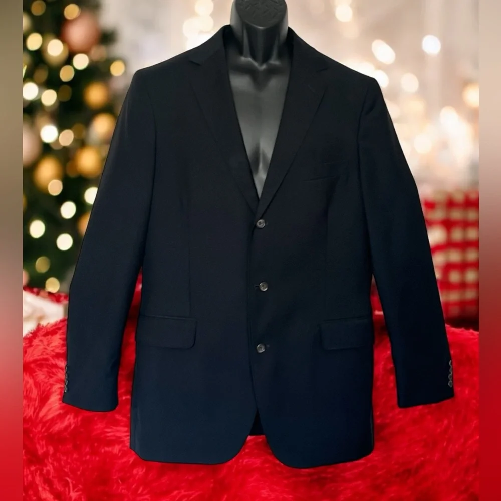 J Crew Italian Wool Blazer 42L Navy Blue 3 Button Classic Tailored Old Money